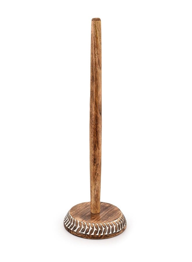 Kaizen Casa Paper Towel Holders Mango Wood Standing Rolls Holder for Kitchen, for Kitchen Counter, Dining Table, Bathroom (6" x 6"x 14") - Image 1